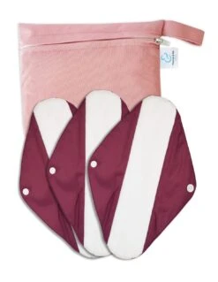 Pink - Lot De 3 Serviettes Hygiéniques Lavables + Pochette - Sensitive - Nuit
