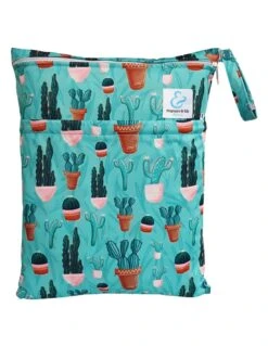 Sac à Couches Lavables Imperméable 2 Poches - Cactus