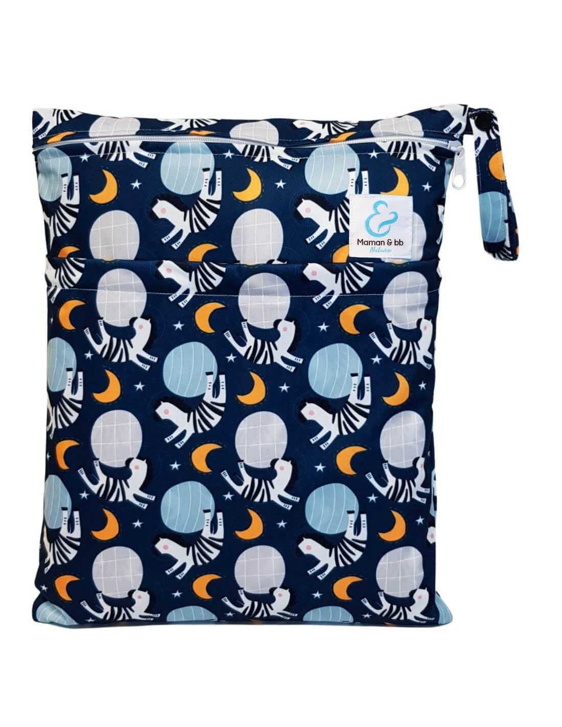 Sac à Couches Lavables Imperméable 2 Poches - Caleb L'Astro Zèbre 1 Sac à Couches Lavables Imperméable 2 Poches - Caleb L'Astro Zèbre