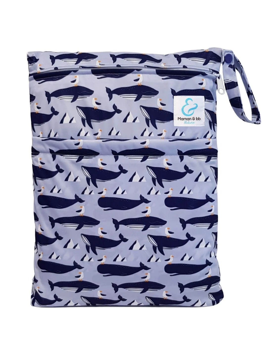 Sac à Couches Lavables Imperméable 2 Poches - Mylène La Baleine 1 Sac à Couches Lavables Imperméable 2 Poches - Mylène La Baleine