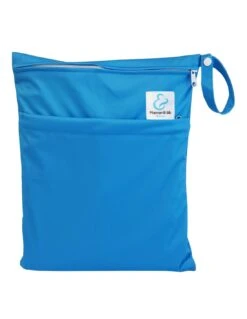 Sac Imperméable Pour Couches Lavables 2 Poches Anse à Pression - Bleu Turquoise