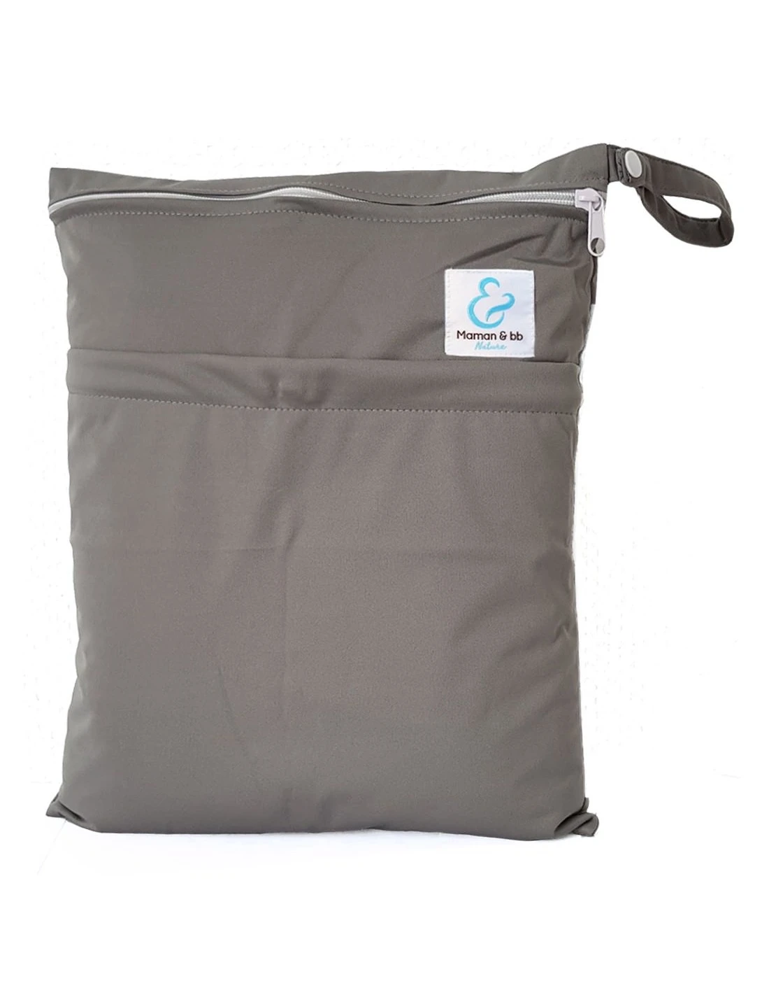 Sac Imperméable Pour Couches Lavables 2 Poches Anse à Pression - Gris 1 Sac Imperméable Pour Couches Lavables 2 Poches Anse à Pression - Gris