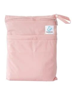 Sac Imperméable Pour Couches Lavables 2 Poches Anse à Pression - Vieux Rose