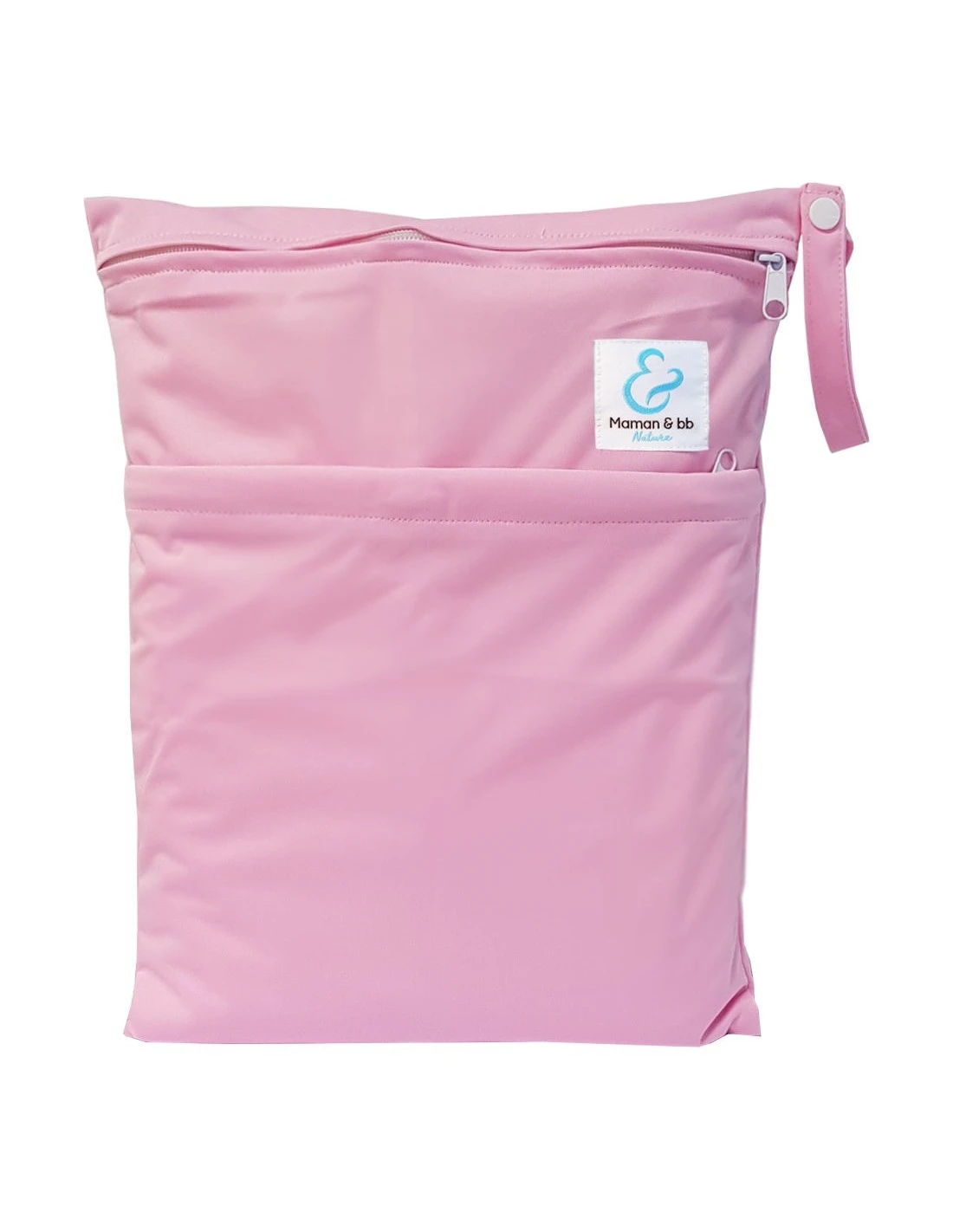 Sac Imperméable Pour Couches Lavables 2 Poches Anse à Pression - Rose 1 Sac Imperméable Pour Couches Lavables 2 Poches Anse à Pression - Rose