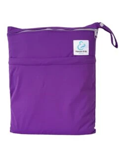 Sac Imperméable Pour Couches Lavables 2 Poches Anse à Pression - Violet