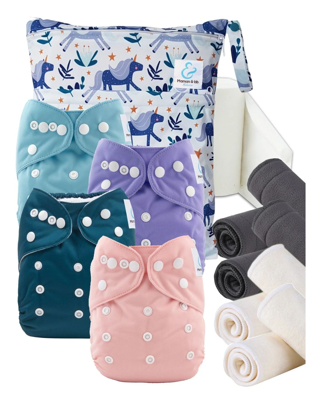 Start And Go TE1 Bambou - Kit 4 Couches Lavables TE1 + Booster + Sac Imperméable + Voiles - Lina 1 Start And Go TE1 Bambou - Kit 4 Couches Lavables TE1 + Booster + Sac Imperméable + Voiles - Lina