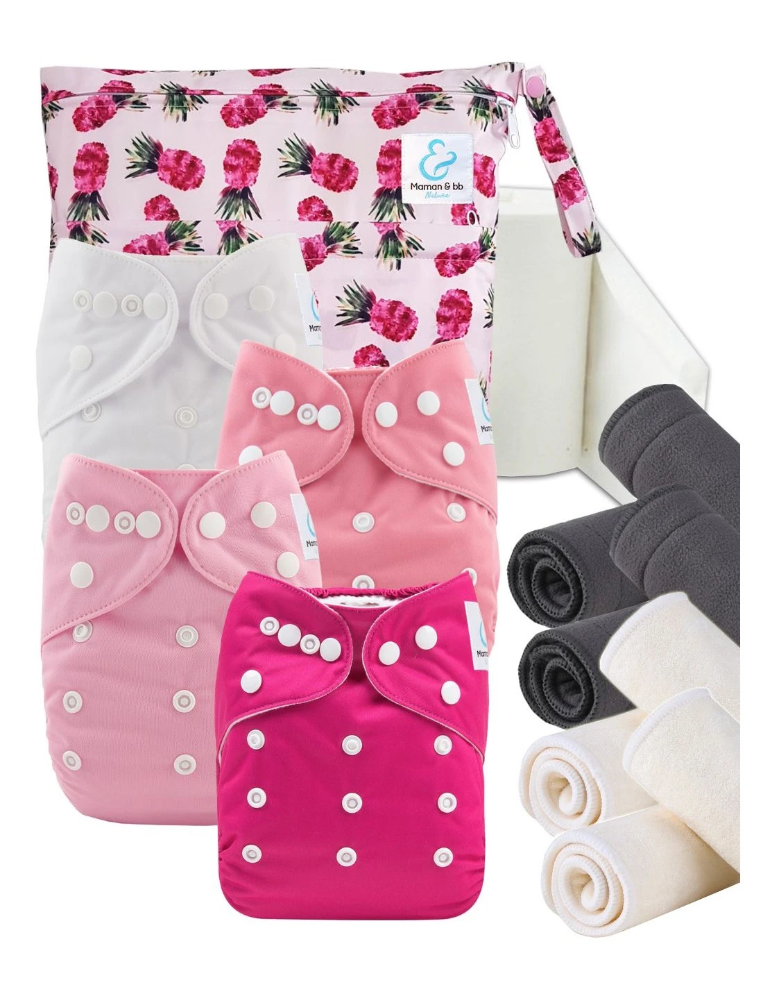 Start And Go TE1 Bambou - Kit 4 Couches Lavables TE1 + Booster + Sac Imperméable + Voiles - Pineapple 1 Start And Go TE1 Bambou - Kit 4 Couches Lavables TE1 + Booster + Sac Imperméable + Voiles - Pineapple