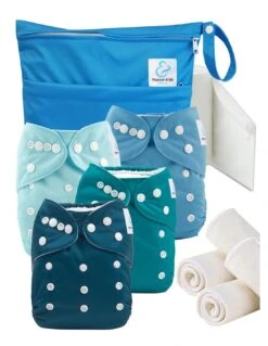 Start And Go TE1 - Kit 4 Couches Lavables TE1 + Absorbants + Sac Imperméable + Voiles - Turquoise