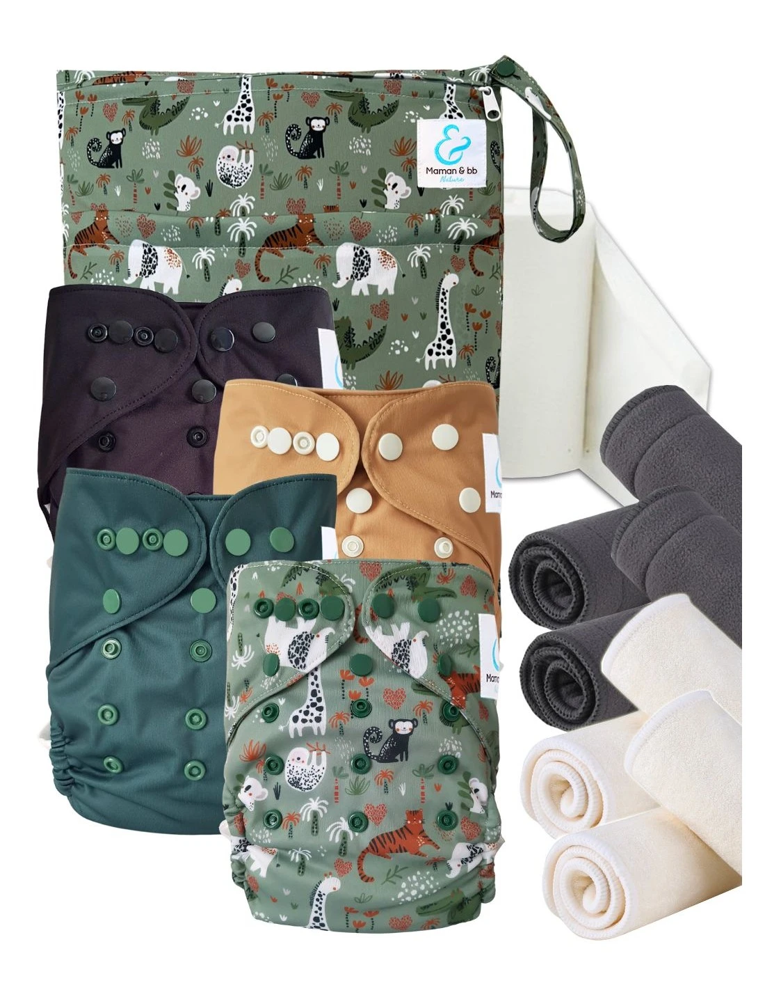 Start And Go TE2 Bambou - Kit 4 Couches Lavables TE2 - Jungle 1 Start And Go TE2 Bambou - Kit 4 Couches Lavables TE2 - Jungle