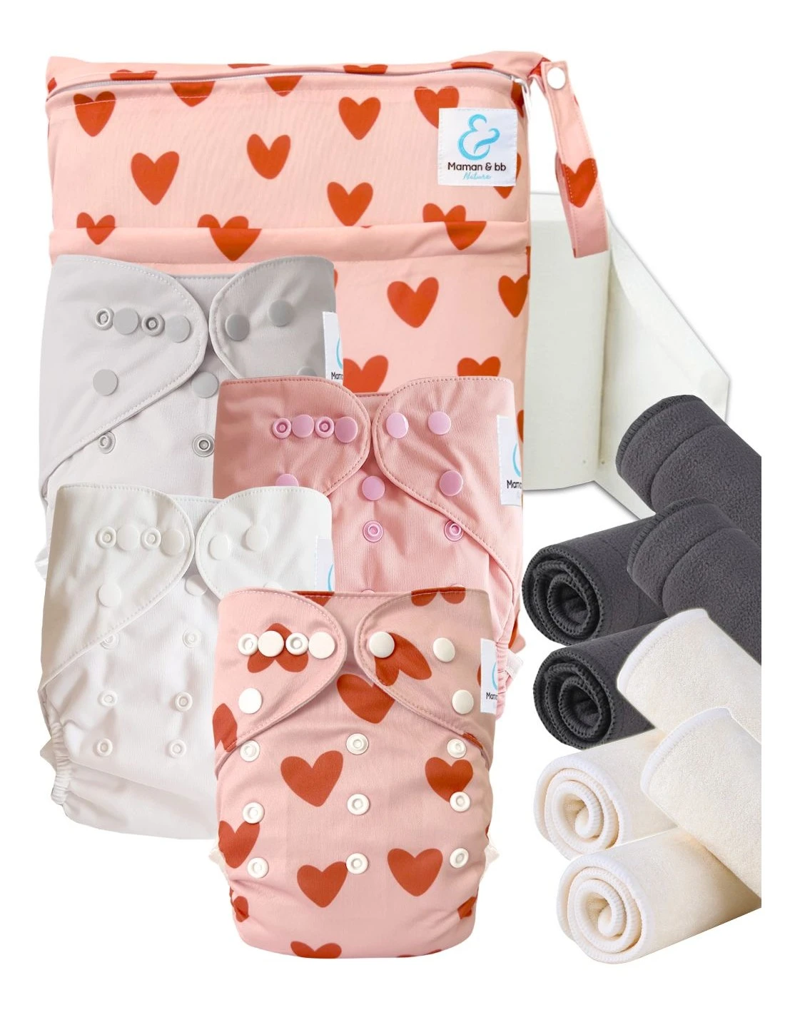 Start And Go TE2 Bambou - Kit 4 Couches Lavables TE2 - Petit Coeur 1 Start And Go TE2 Bambou - Kit 4 Couches Lavables TE2 - Petit Coeur