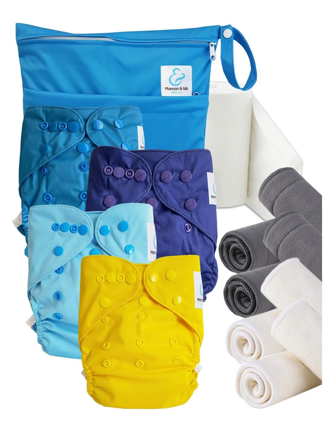 Start And Go TE2 Bambou - Kit 4 Couches Lavables TE2 - Celeste 1 Start And Go TE2 Bambou - Kit 4 Couches Lavables TE2 - Celeste